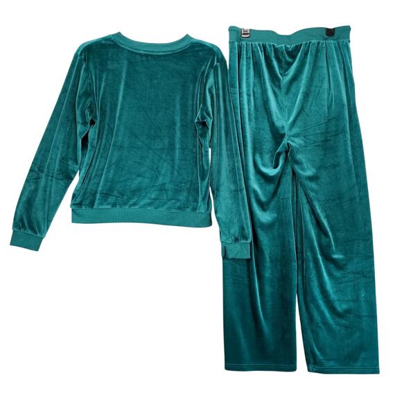 Ashley Blue 2pc Green Velour Tracksuit Women's Plus 1X/2X Sweatshirt Sweatpants - Picture 2 of 10
